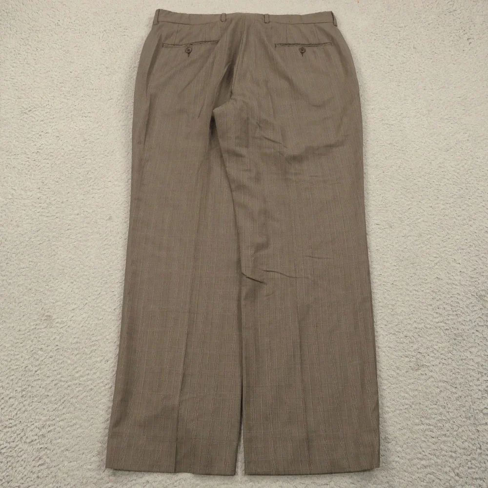 John Varvatos Suit 42R Super 120s Worsted Wool Brown Plaid 35x30 Trousers